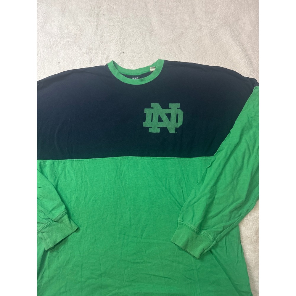 League Notre Dame Spirit Jersey Women S Green Navy Colorblock Tee - Picture 2 of 4